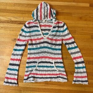 🧶 Y2K Roxy Striped Knit Hoodie Sweater  t